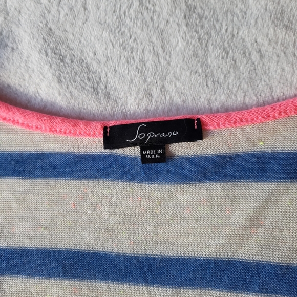 Soprano tank top stripe blue white pink loose fit women's size L - Picture 3 of 6